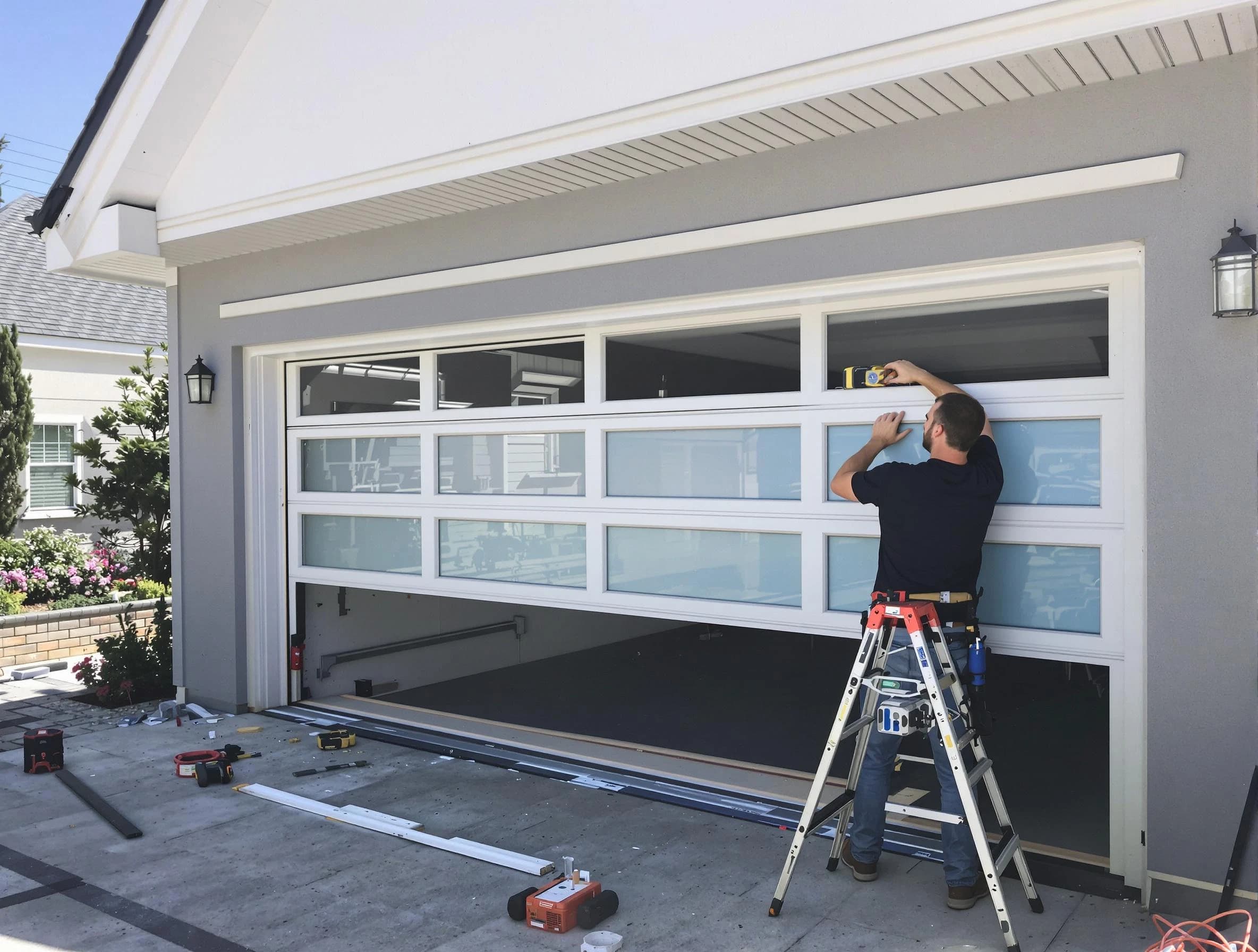 Brentwood Garage Door Repair team performing garage door replacement in Brentwood