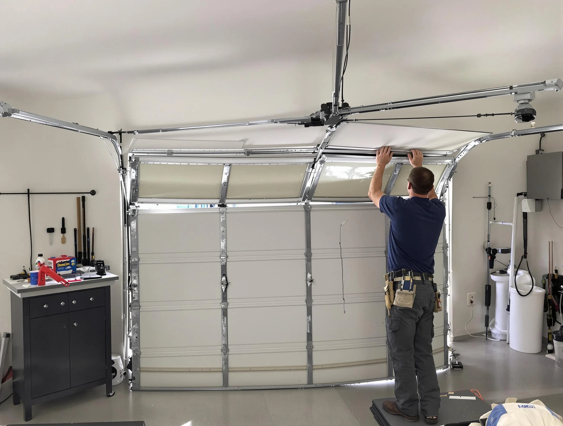 Brentwood Garage Door Repair specialist performing precise section replacement on Brentwood garage door