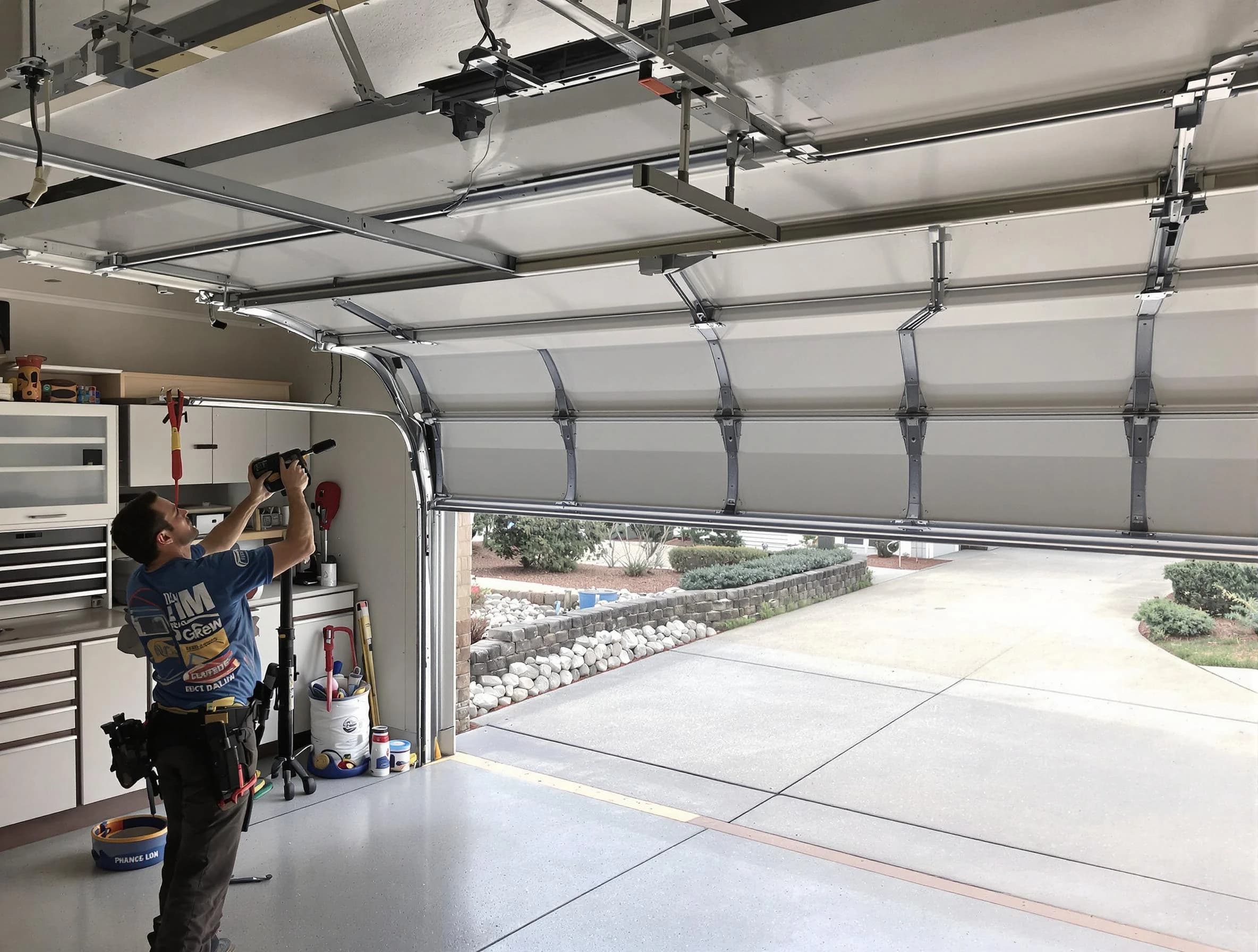 Garage door track repair service by Brentwood Garage Door Repair in Brentwood