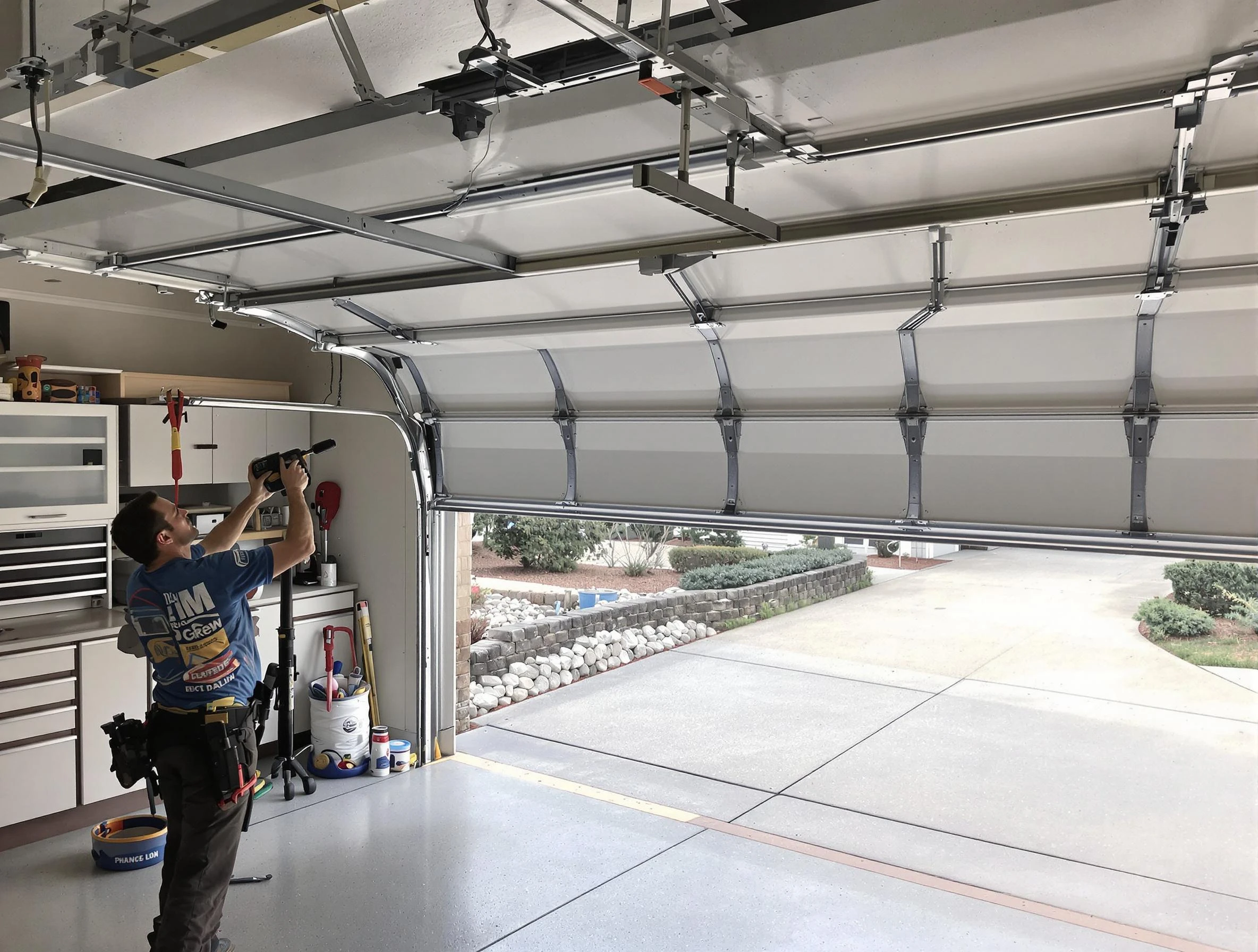 Garage door track repair service by Brentwood Garage Door Repair in Brentwood